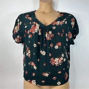Madewell Rhyme Top Spruce Blooms Floral Green AF659 V-Neck Women’s XS